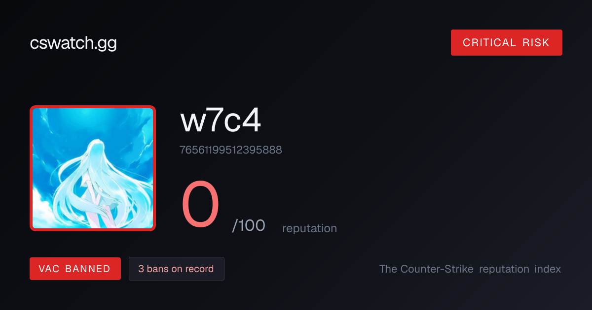 w7c4 · CS2 Profile & Ban Check | CSWatch